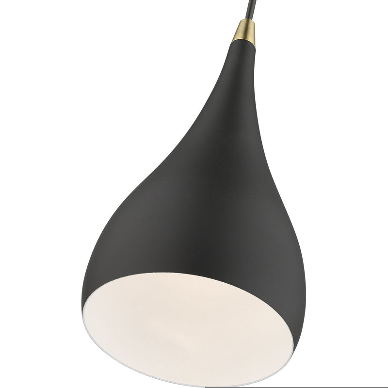 Livex Lighting 41171-14 One Light Mini Pendant, Textured Black w/Antique Brass