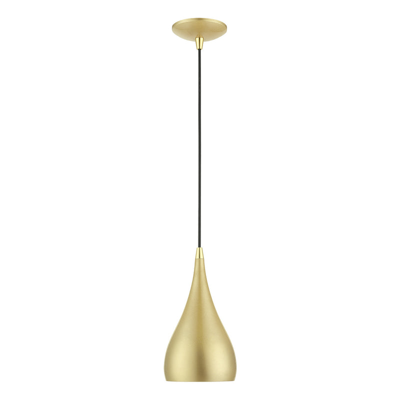 Livex Lighting 41171-33 One Light Mini Pendant, Soft Gold w/Polished Brass