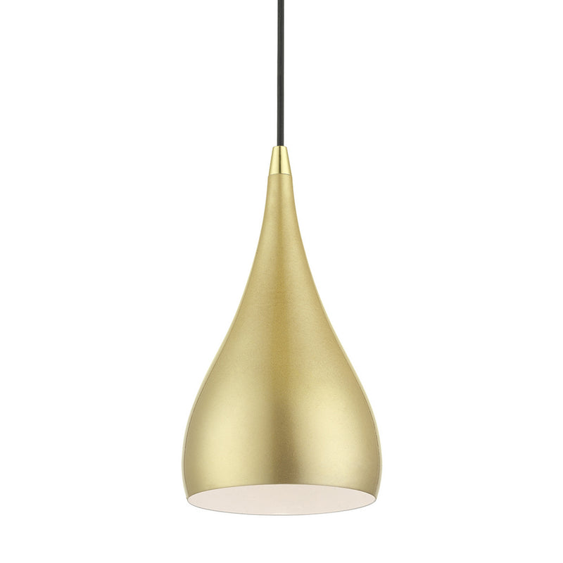 Livex Lighting 41171-33 One Light Mini Pendant, Soft Gold w/Polished Brass
