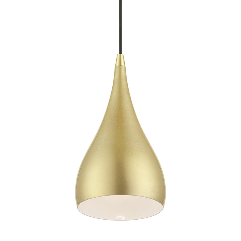 Livex Lighting 41171-33 One Light Mini Pendant, Soft Gold w/Polished Brass