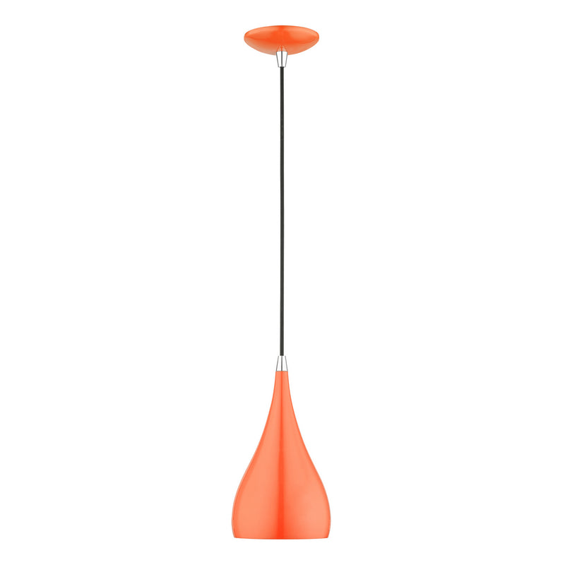 Livex Lighting 41171-77 One Light Mini Pendant, Shiny Orange w/Polished Chrome