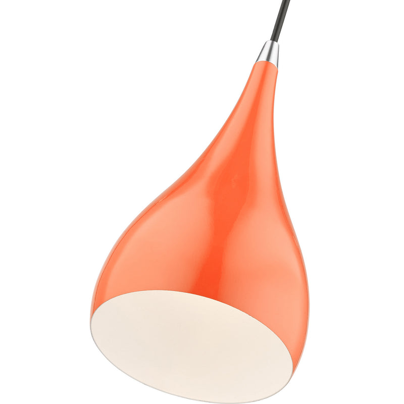 Livex Lighting 41171-77 One Light Mini Pendant, Shiny Orange w/Polished Chrome