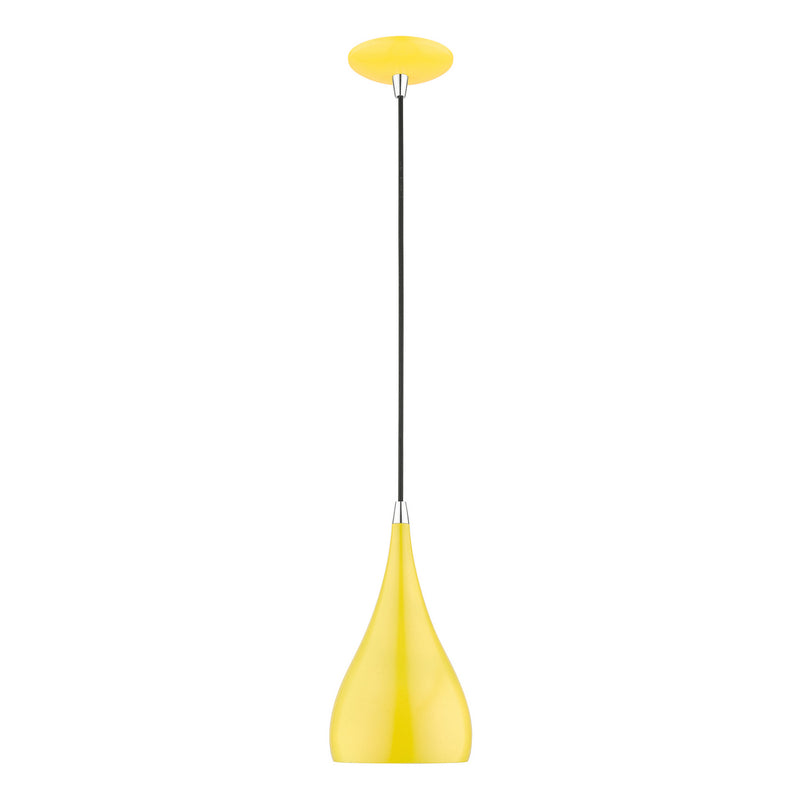 Livex Lighting 41171-82 One Light Mini Pendant, Shiny Yellow w/Polished Chrome