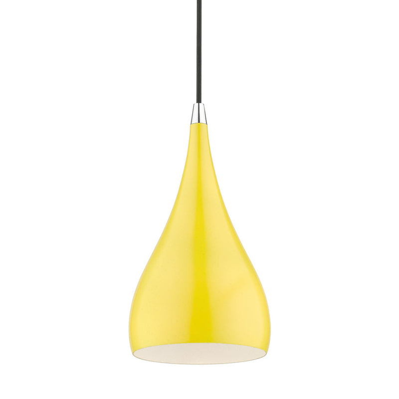 Livex Lighting 41171-82 One Light Mini Pendant, Shiny Yellow w/Polished Chrome