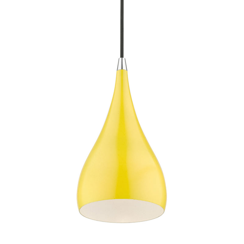 Livex Lighting 41171-82 One Light Mini Pendant, Shiny Yellow w/Polished Chrome