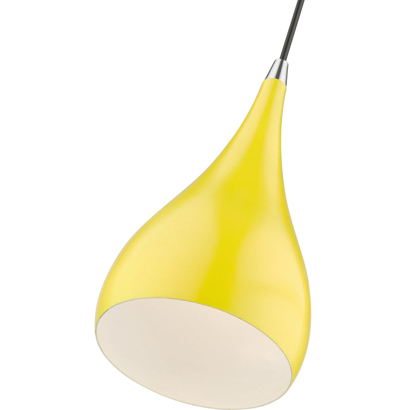 Livex Lighting 41171-82 One Light Mini Pendant, Shiny Yellow w/Polished Chrome