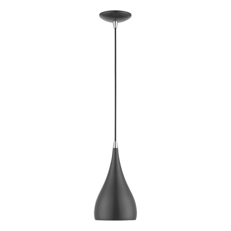 Livex Lighting 41171-96 One Light Mini Pendant, Shiny Dark Gray w/Polished Chrome