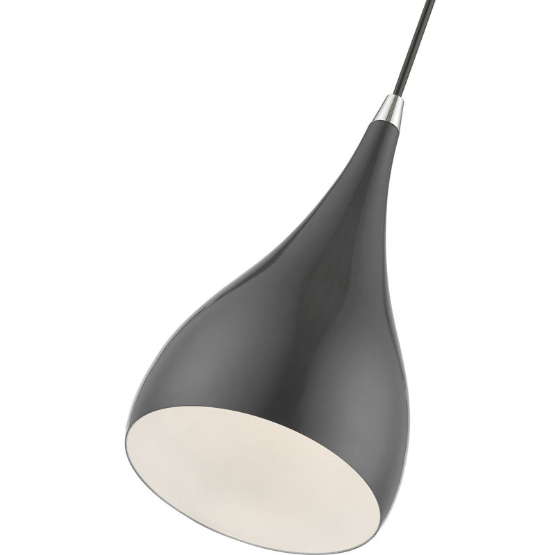 Livex Lighting 41171-96 One Light Mini Pendant, Shiny Dark Gray w/Polished Chrome