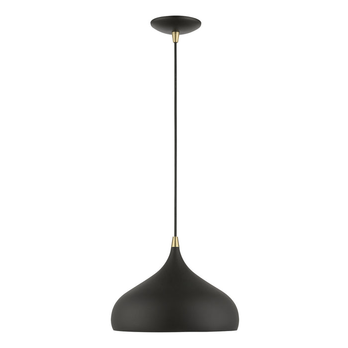 Livex Lighting 41172-14 One Light Pendant, Textured Black w/Antique Brass