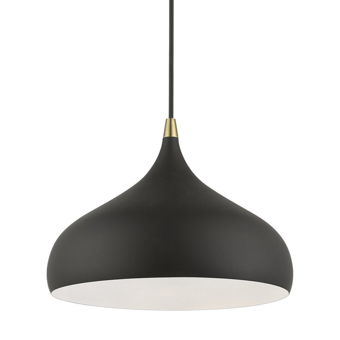 Livex Lighting 41172-14 One Light Pendant, Textured Black w/Antique Brass