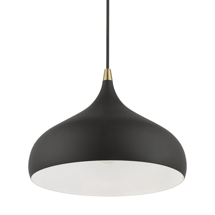 Livex Lighting 41172-14 One Light Pendant, Textured Black w/Antique Brass