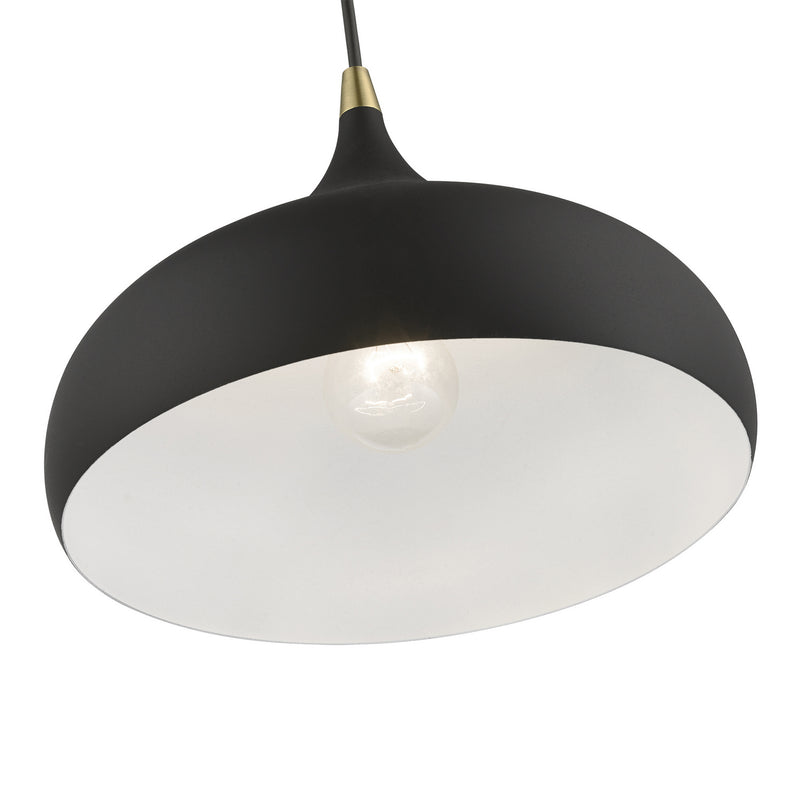 Livex Lighting 41172-14 One Light Pendant, Textured Black w/Antique Brass