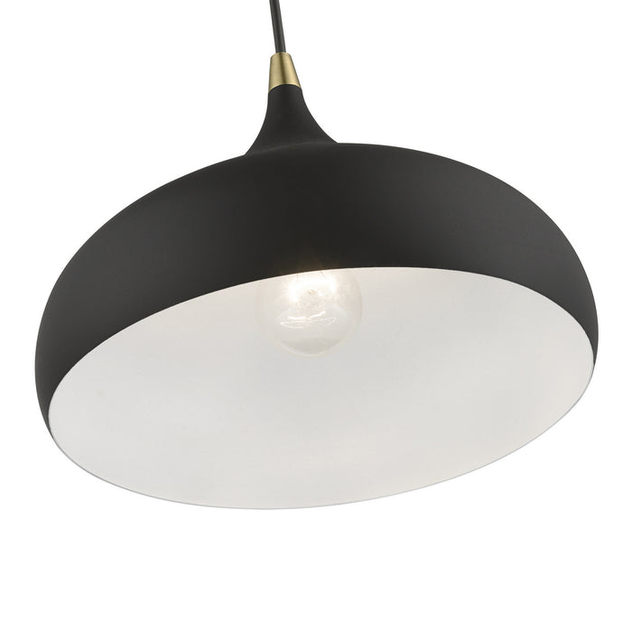 Livex Lighting 41172-14 One Light Pendant, Textured Black w/Antique Brass