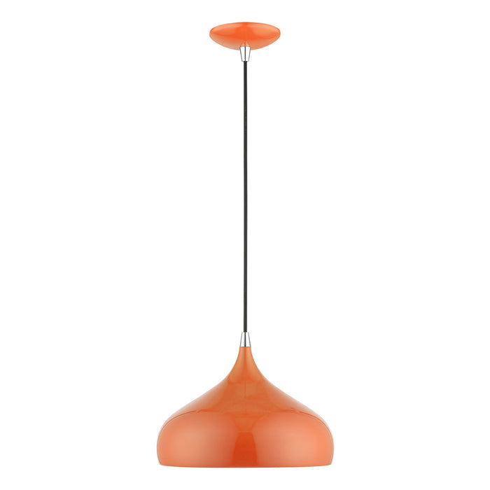 Livex Lighting 41172-77 One Light Pendant, Shiny Orange w/Polished Chrome