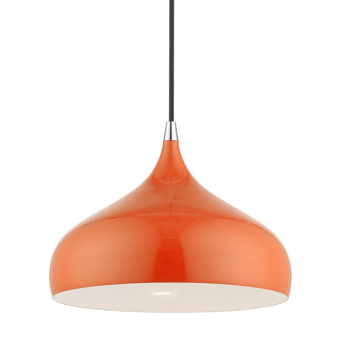 Livex Lighting 41172-77 One Light Pendant, Shiny Orange w/Polished Chrome