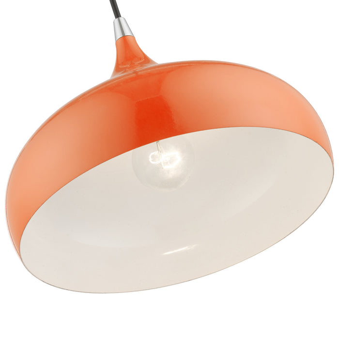 Livex Lighting 41172-77 One Light Pendant, Shiny Orange w/Polished Chrome