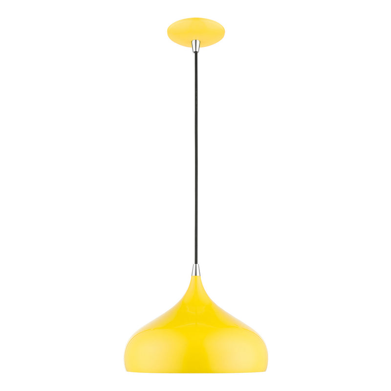 Livex Lighting 41172-82 One Light Pendant, Shiny Yellow w/Polished Chrome