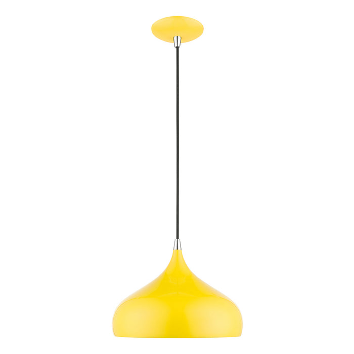 Livex Lighting 41172-82 One Light Pendant, Shiny Yellow w/Polished Chrome