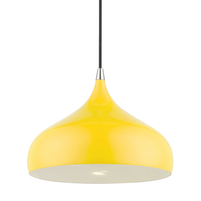 Livex Lighting 41172-82 One Light Pendant, Shiny Yellow w/Polished Chrome