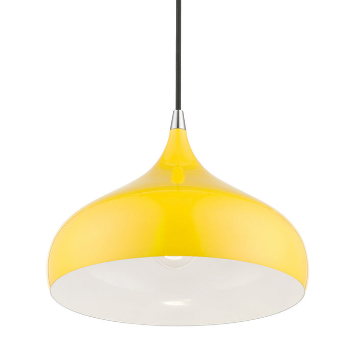 Livex Lighting 41172-82 One Light Pendant, Shiny Yellow w/Polished Chrome