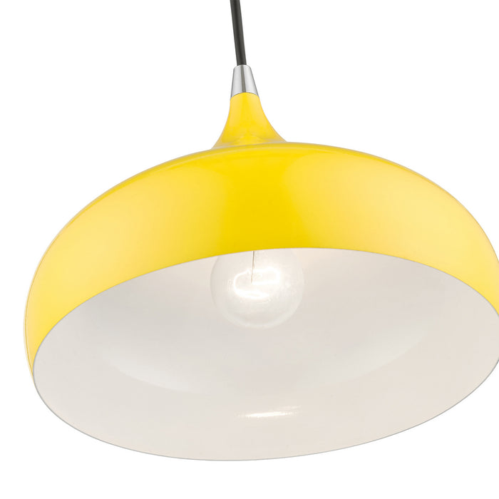 Livex Lighting 41172-82 One Light Pendant, Shiny Yellow w/Polished Chrome