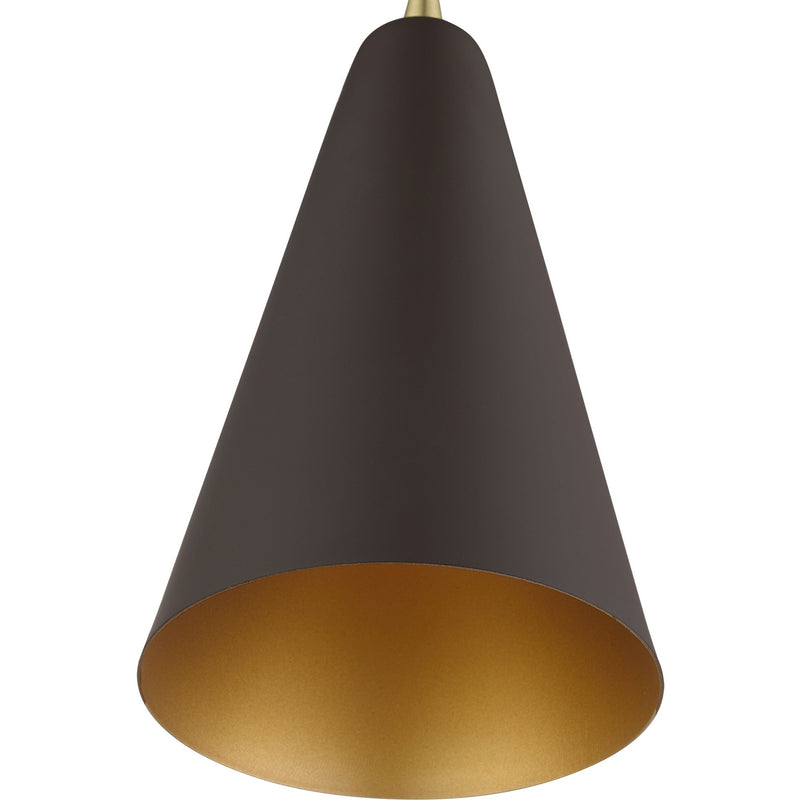 Livex Lighting 41175-07 One Light Mini Pendant, Bronze w/Antique Brass
