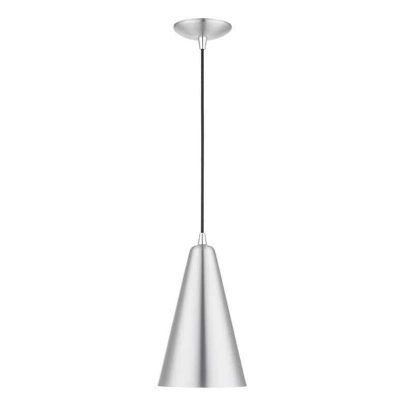 Livex Lighting 41175-66 One Light Mini Pendant, Brushed Aluminum w/Polished Chrome