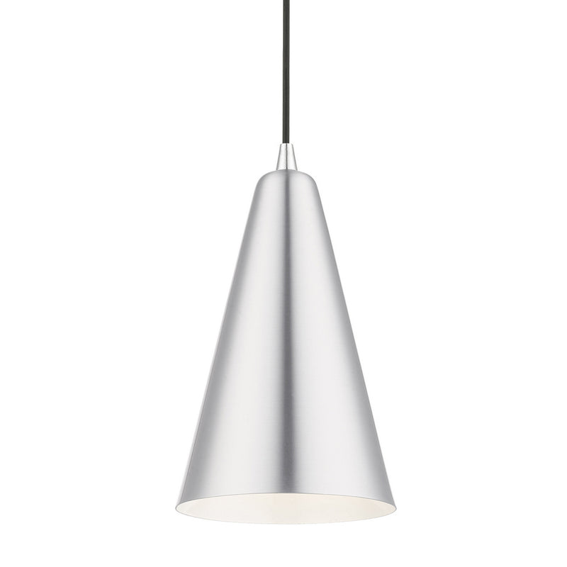 Livex Lighting 41175-66 One Light Mini Pendant, Brushed Aluminum w/Polished Chrome