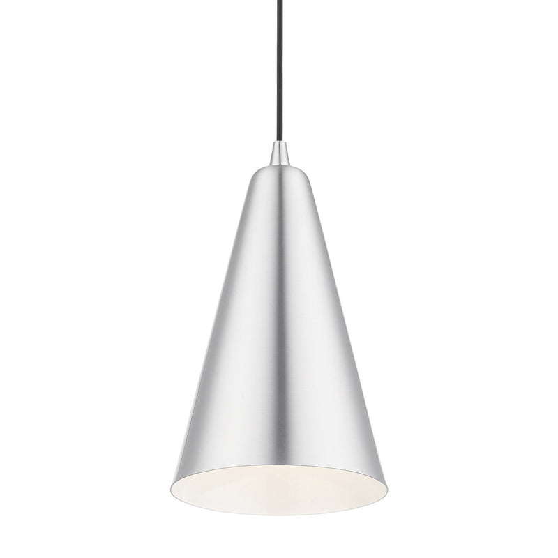 Livex Lighting 41175-66 One Light Mini Pendant, Brushed Aluminum w/Polished Chrome