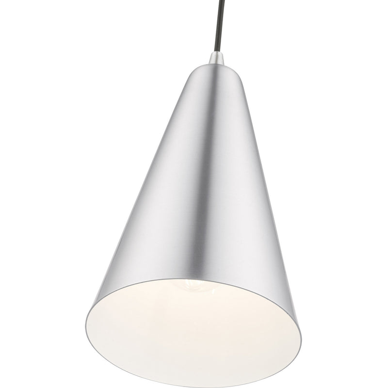 Livex Lighting 41175-66 One Light Mini Pendant, Brushed Aluminum w/Polished Chrome
