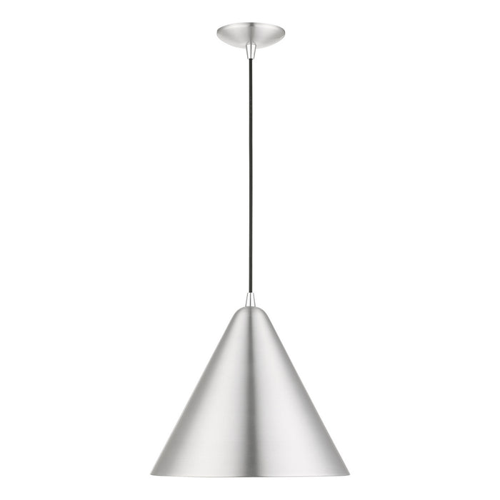 Livex Lighting 41176-66 One Light Pendant, Brushed Aluminum w/Polished Chrome