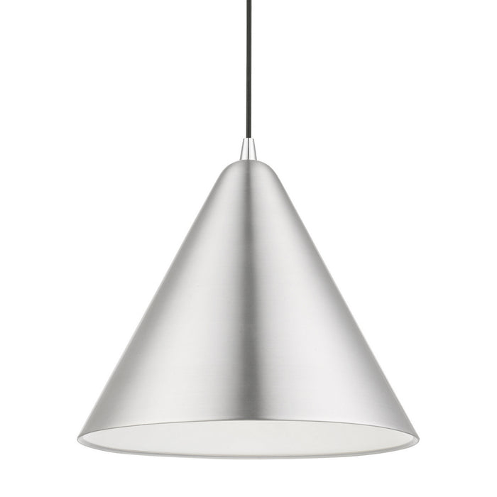 Livex Lighting 41176-66 One Light Pendant, Brushed Aluminum w/Polished Chrome