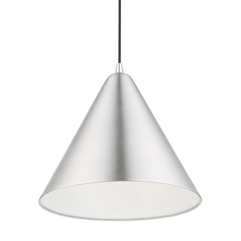 Livex Lighting 41176-66 One Light Pendant, Brushed Aluminum w/Polished Chrome