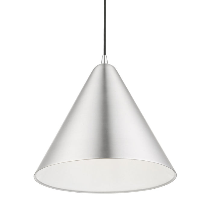 Livex Lighting 41176-66 One Light Pendant, Brushed Aluminum w/Polished Chrome
