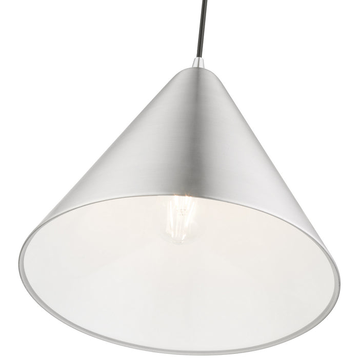 Livex Lighting 41176-66 One Light Pendant, Brushed Aluminum w/Polished Chrome