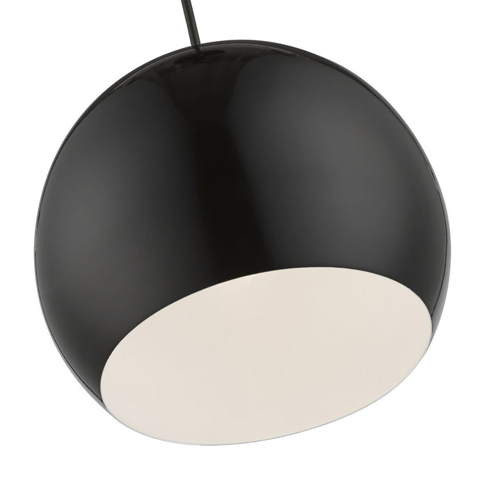 Livex Lighting 41181-68 One Light Pendant, Shiny Black w/Polished Brass