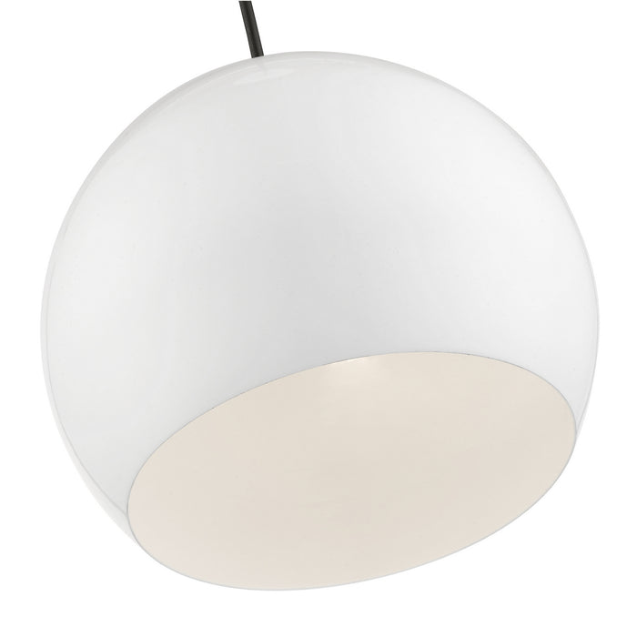 Livex Lighting 41181-69 One Light Pendant, Shiny White w/Polished Brass