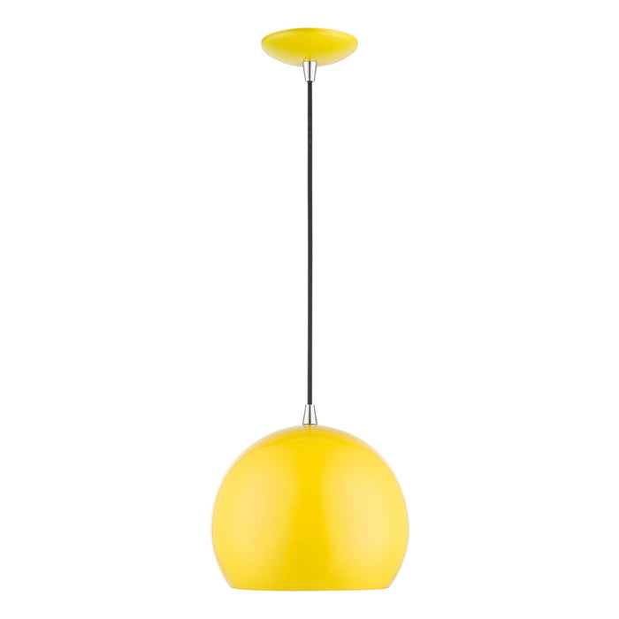 Livex Lighting 41181-82 One Light Pendant, Shiny Yellow w/Polished Chrome