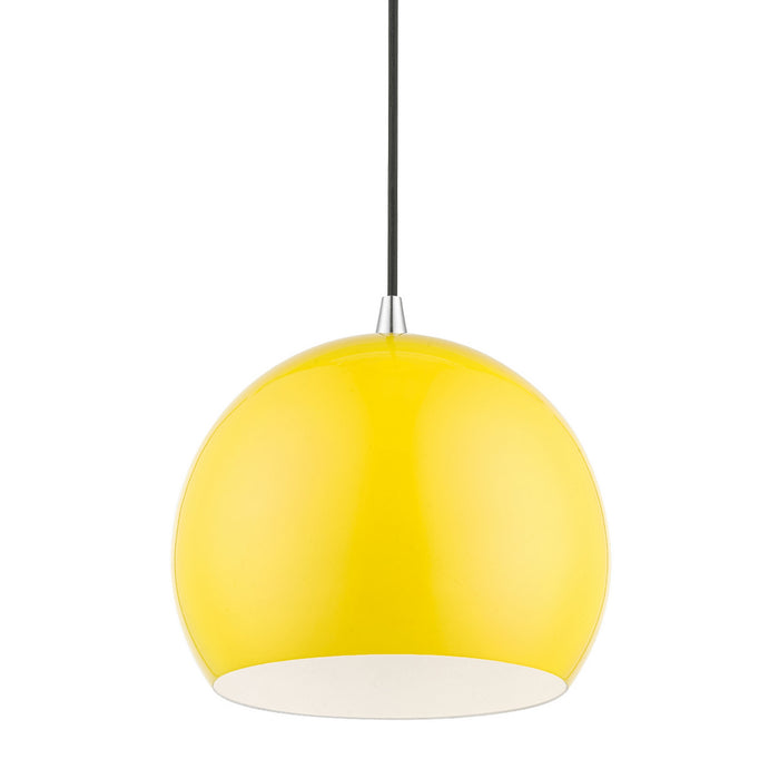 Livex Lighting 41181-82 One Light Pendant, Shiny Yellow w/Polished Chrome