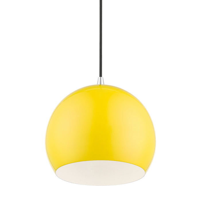 Livex Lighting 41181-82 One Light Pendant, Shiny Yellow w/Polished Chrome