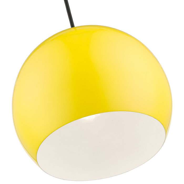 Livex Lighting 41181-82 One Light Pendant, Shiny Yellow w/Polished Chrome