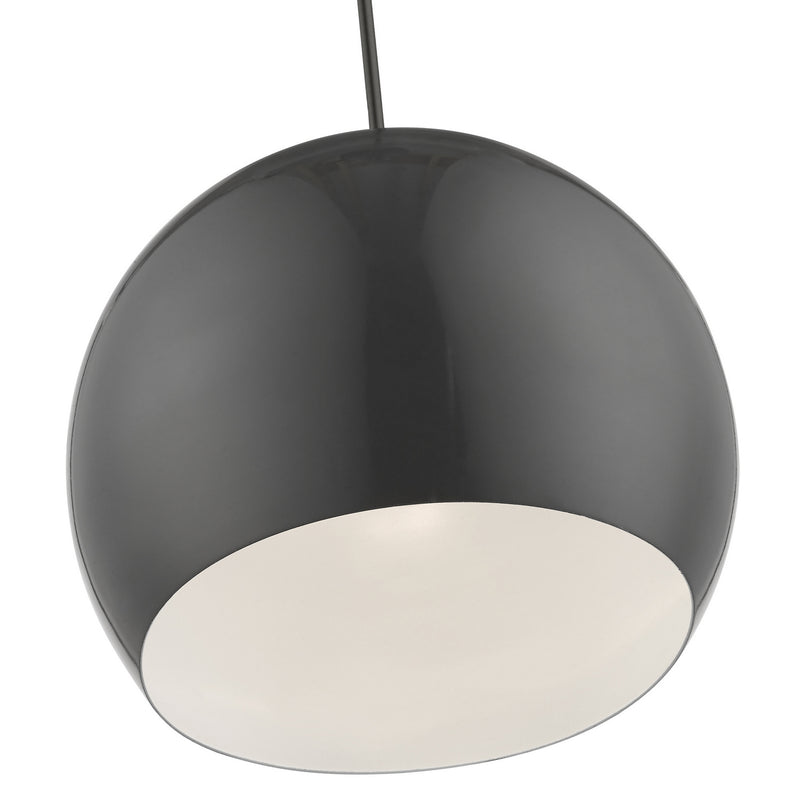 Livex Lighting 41181-96 One Light Pendant, Shiny Dark Gray w/Polished Chrome