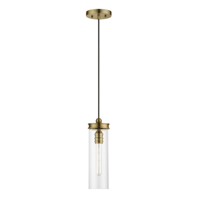 Livex Lighting 41236-01 One Light Mini Pendant, Antique Brass