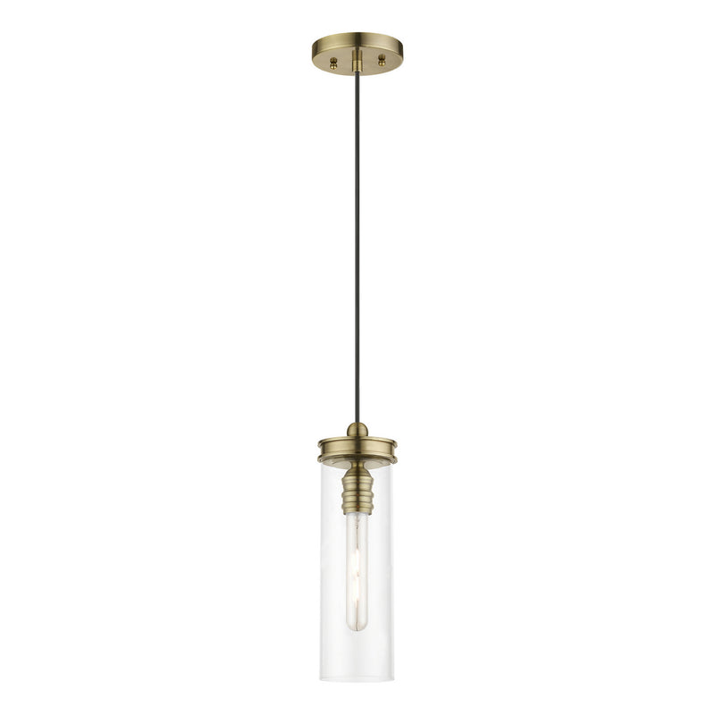 Livex Lighting 41236-01 One Light Mini Pendant, Antique Brass