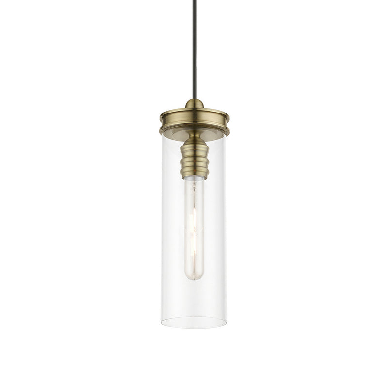 Livex Lighting 41236-01 One Light Mini Pendant, Antique Brass
