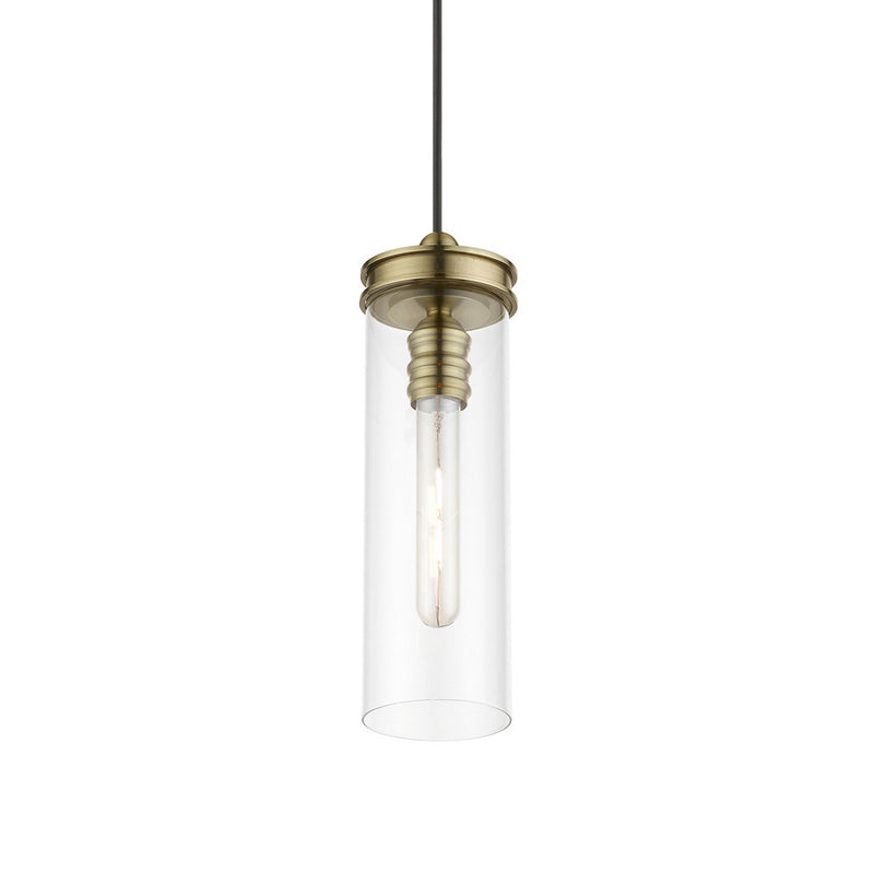 Livex Lighting 41236-01 One Light Mini Pendant, Antique Brass