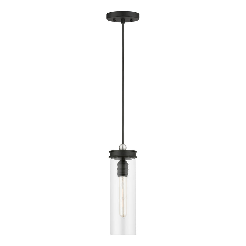 Livex Lighting 41236-04 One Light Mini Pendant, Black w/Brushed Nickel