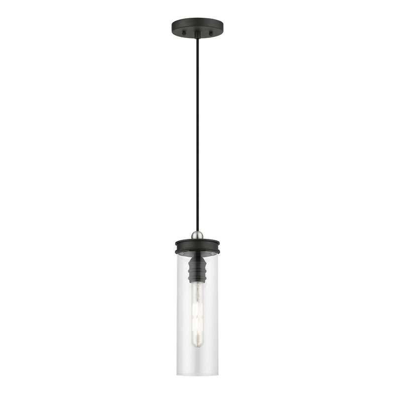Livex Lighting 41236-04 One Light Mini Pendant, Black w/Brushed Nickel