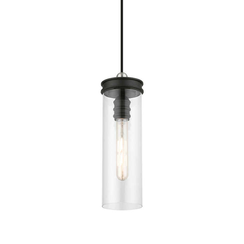 Livex Lighting 41236-04 One Light Mini Pendant, Black w/Brushed Nickel