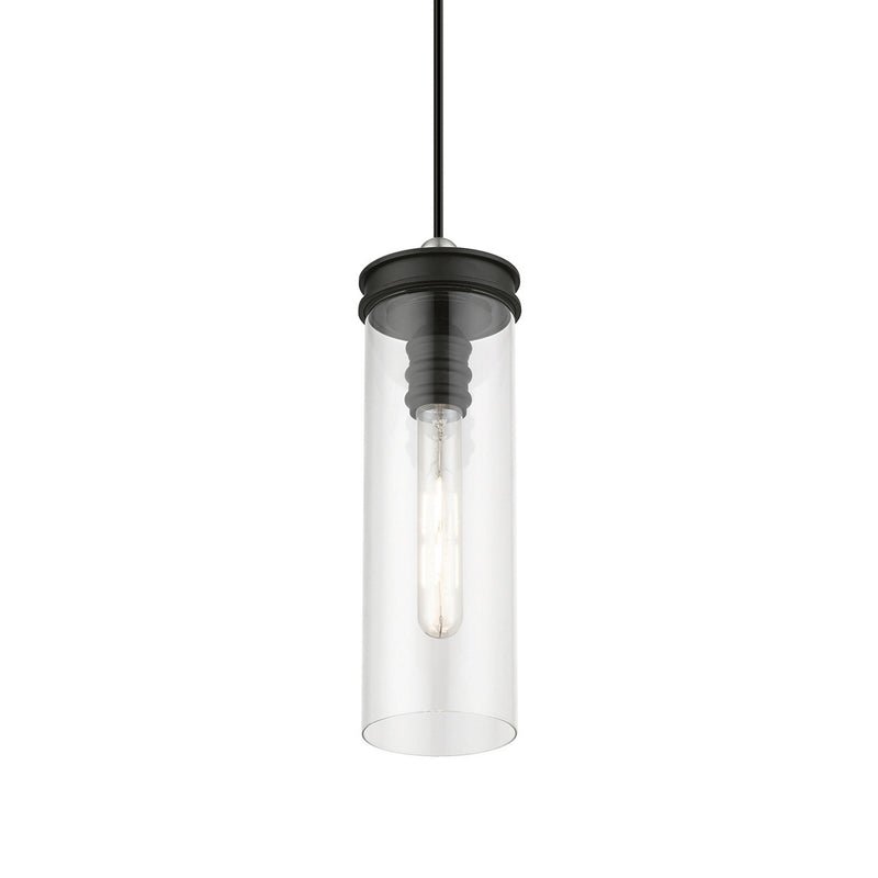 Livex Lighting 41236-04 One Light Mini Pendant, Black w/Brushed Nickel